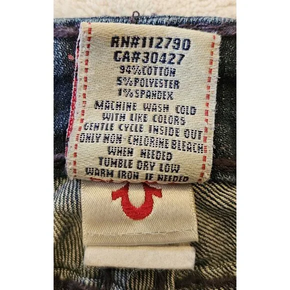 True Religion Julie Super T Jeans Womens 29 Dark Wash Thick Purple Stitch Y2K - Picture 13 of 15